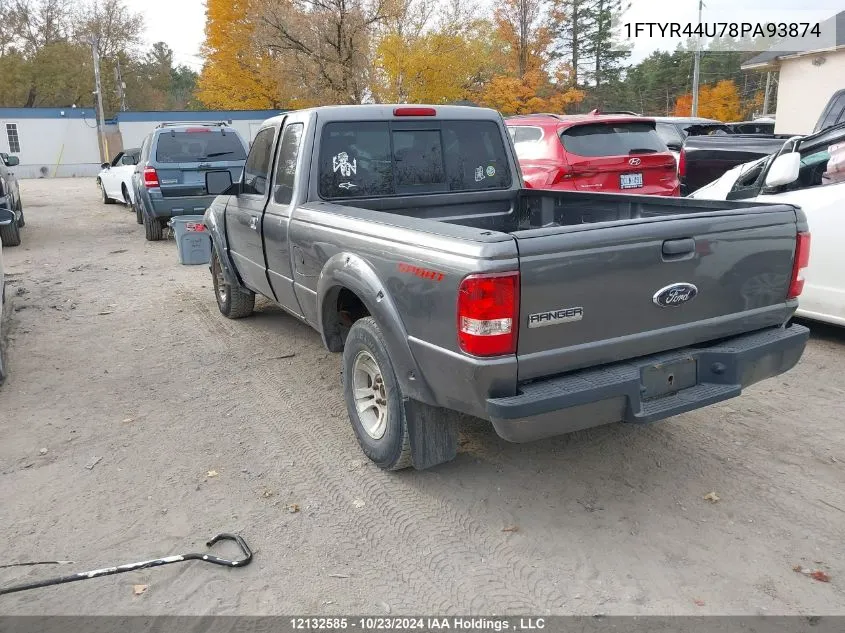 2008 Ford Ranger Super Cab VIN: 1FTYR44U78PA93874 Lot: 12132585