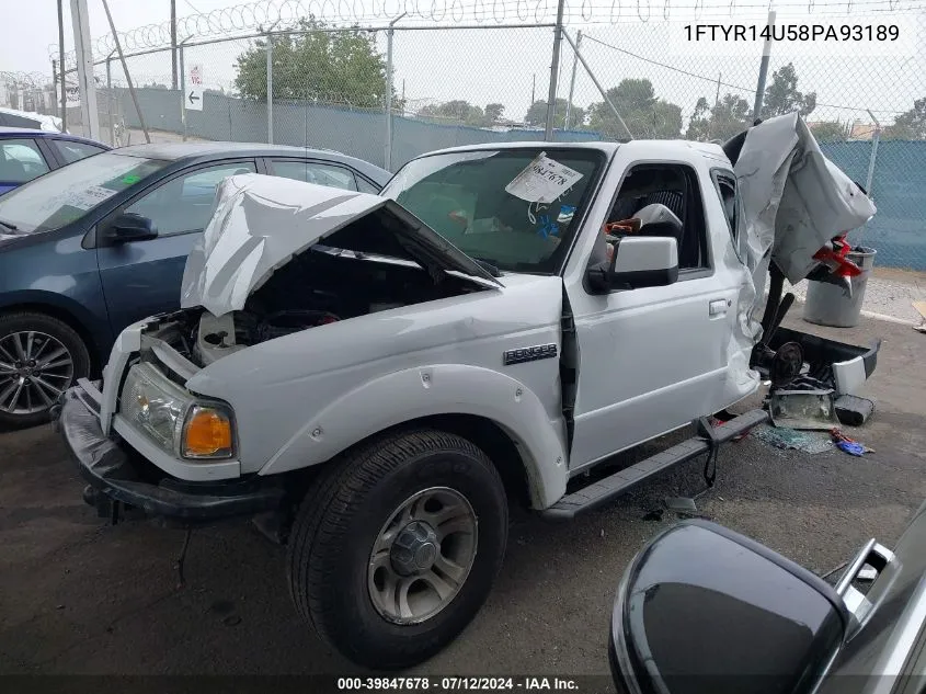 2008 Ford Ranger Sport/Xl/Xlt VIN: 1FTYR14U58PA93189 Lot: 39847678