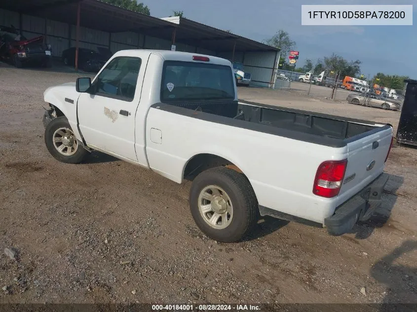 2008 Ford Ranger Xl/Xlt VIN: 1FTYR10D58PA78200 Lot: 40184001