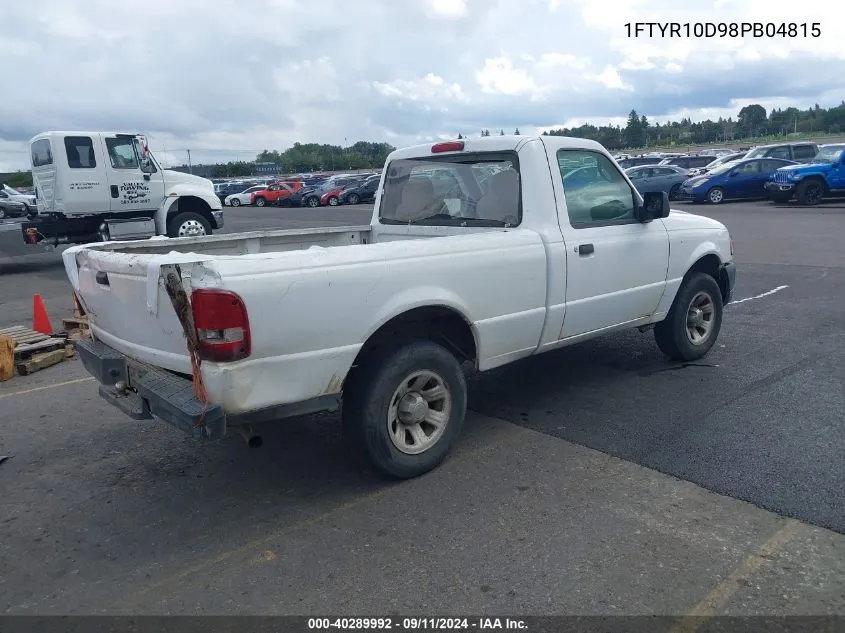 2008 Ford Ranger Xl/Xlt VIN: 1FTYR10D98PB04815 Lot: 40289992