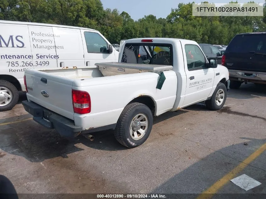 2008 Ford Ranger Xl/Xlt VIN: 1FTYR10D28PA81491 Lot: 40312890