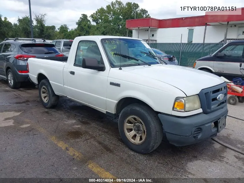 2008 Ford Ranger Xl/Xlt VIN: 1FTYR10D78PA01151 Lot: 40314034