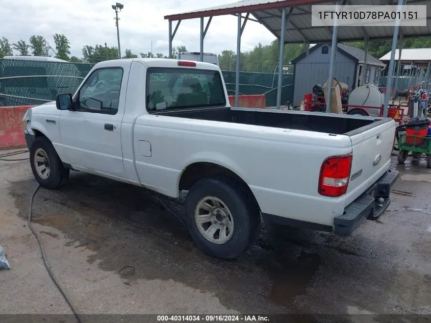 2008 Ford Ranger Xl/Xlt VIN: 1FTYR10D78PA01151 Lot: 40314034