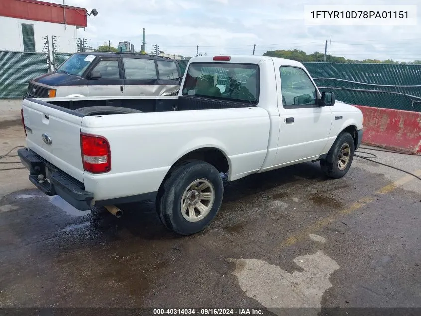 2008 Ford Ranger Xl/Xlt VIN: 1FTYR10D78PA01151 Lot: 40314034