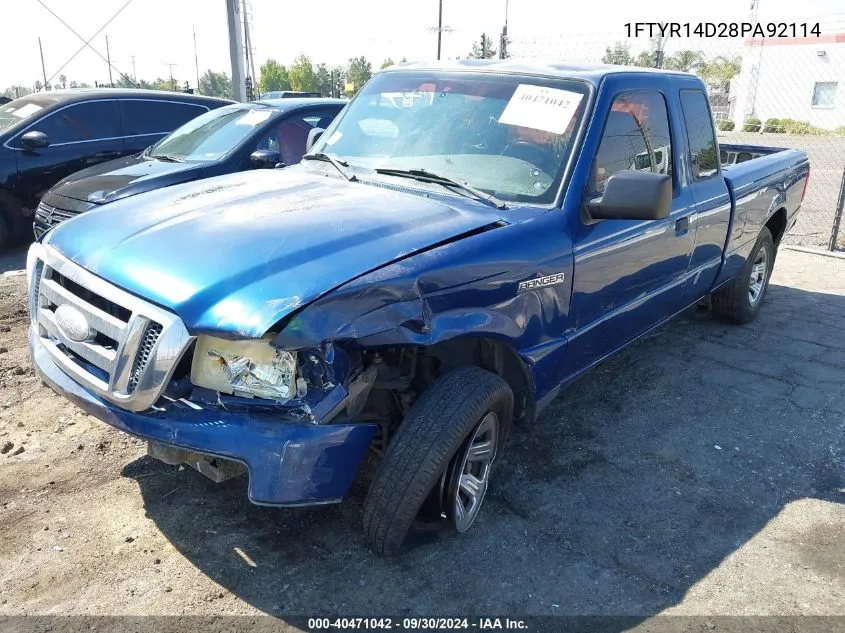 2008 Ford Ranger Super Cab VIN: 1FTYR14D28PA92114 Lot: 40471042