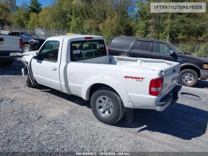 2008 Ford Ranger Sport/Xl/Xlt VIN: 1FTYR11U78PA19308 Lot: 40550873