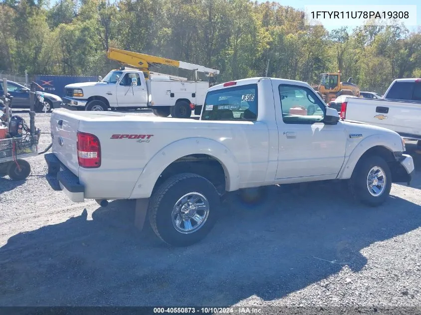 2008 Ford Ranger Sport/Xl/Xlt VIN: 1FTYR11U78PA19308 Lot: 40550873