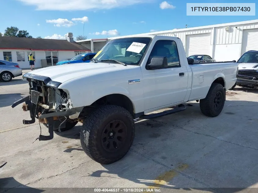 2008 Ford Ranger Xl/Xlt VIN: 1FTYR10E38PB07430 Lot: 40646537