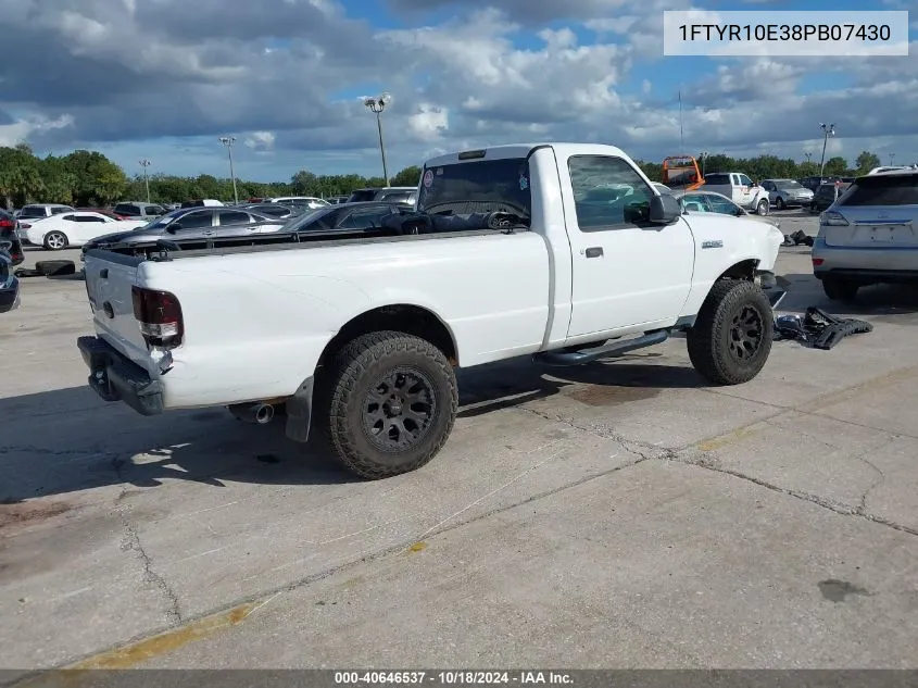 2008 Ford Ranger Xl/Xlt VIN: 1FTYR10E38PB07430 Lot: 40646537