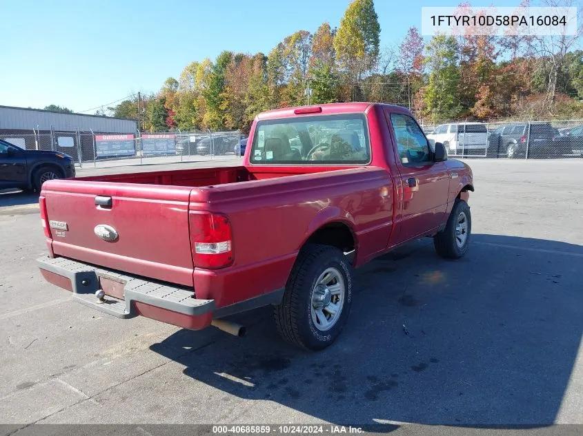 2008 Ford Ranger Xl/Xlt VIN: 1FTYR10D58PA16084 Lot: 40685859