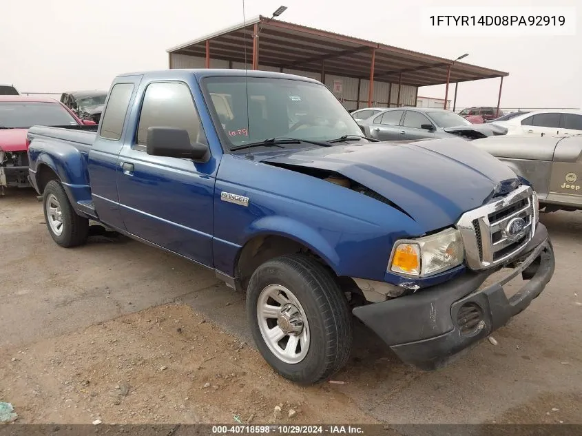 2008 Ford Ranger Xl/Xlt VIN: 1FTYR14D08PA92919 Lot: 40718598