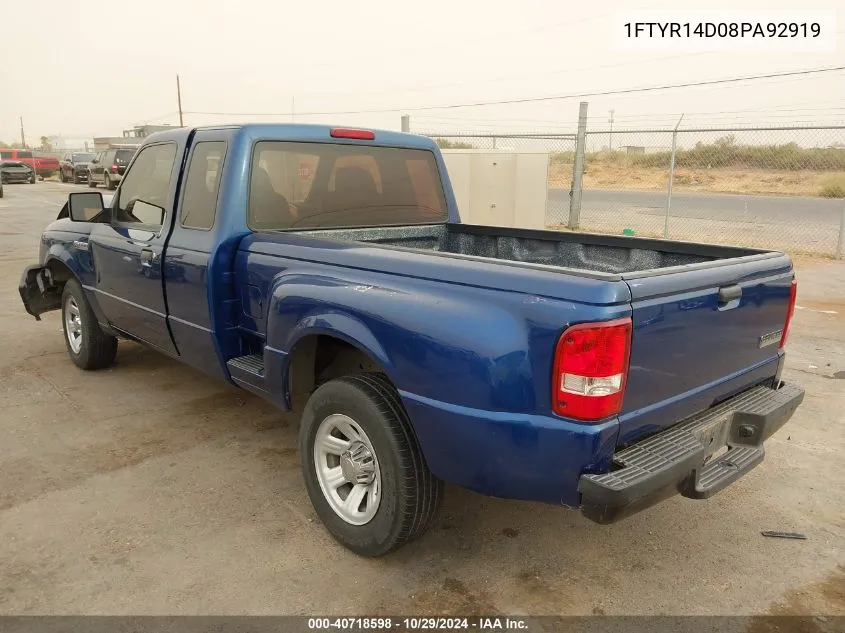 2008 Ford Ranger Xl/Xlt VIN: 1FTYR14D08PA92919 Lot: 40718598