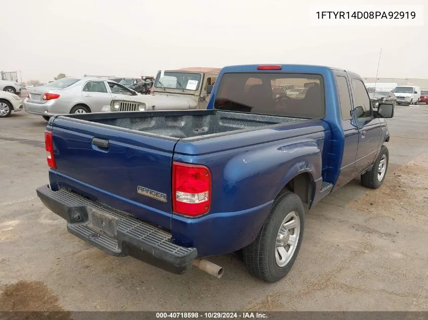 2008 Ford Ranger Xl/Xlt VIN: 1FTYR14D08PA92919 Lot: 40718598