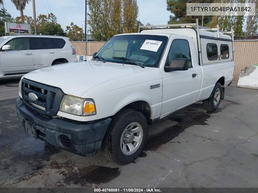 2008 Ford Ranger Xl/Xlt VIN: 1FTYR10D48PA61842 Lot: 40768081