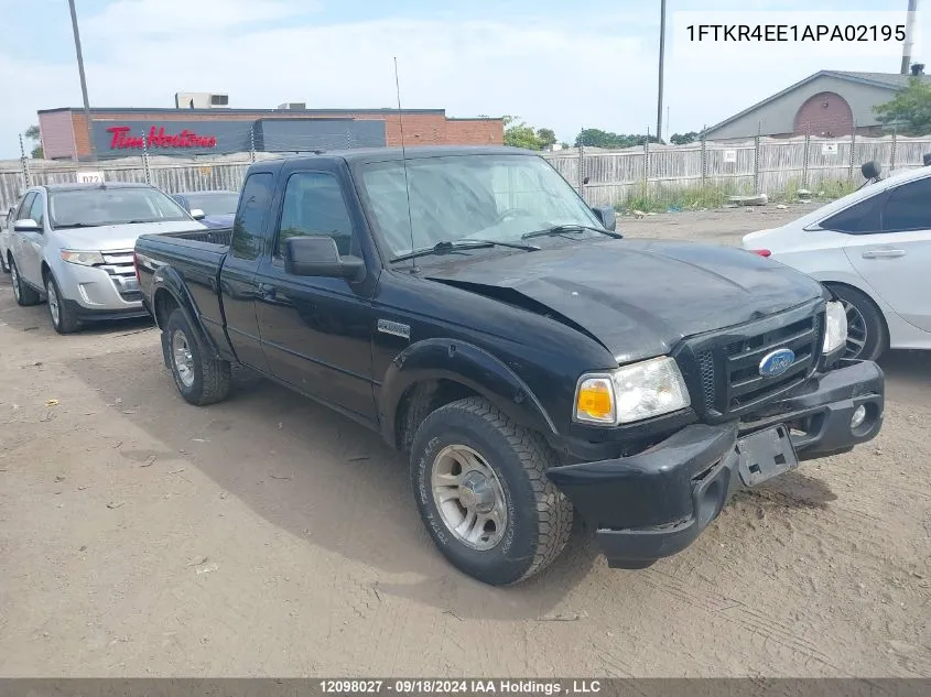 2010 Ford Ranger Super Cab VIN: 1FTKR4EE1APA02195 Lot: 12098027