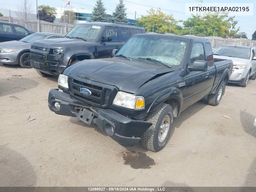 2010 Ford Ranger Super Cab VIN: 1FTKR4EE1APA02195 Lot: 12098027