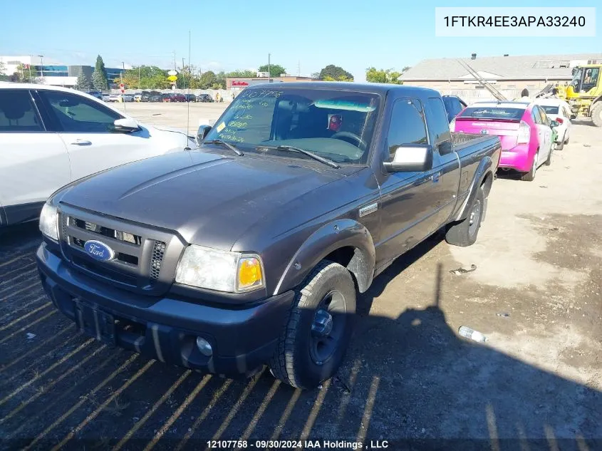 2010 Ford Ranger VIN: 1FTKR4EE3APA33240 Lot: 12107758