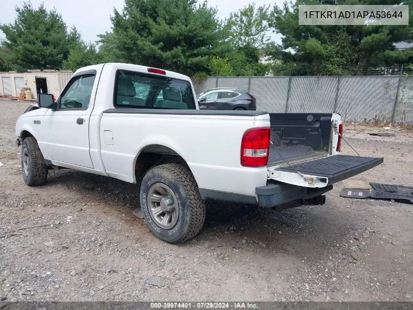 2010 Ford Ranger Xl VIN: 1FTKR1AD1APA53644 Lot: 39974401