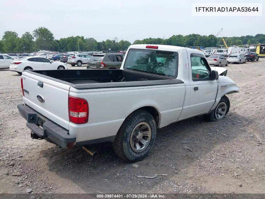 2010 Ford Ranger Xl VIN: 1FTKR1AD1APA53644 Lot: 39974401