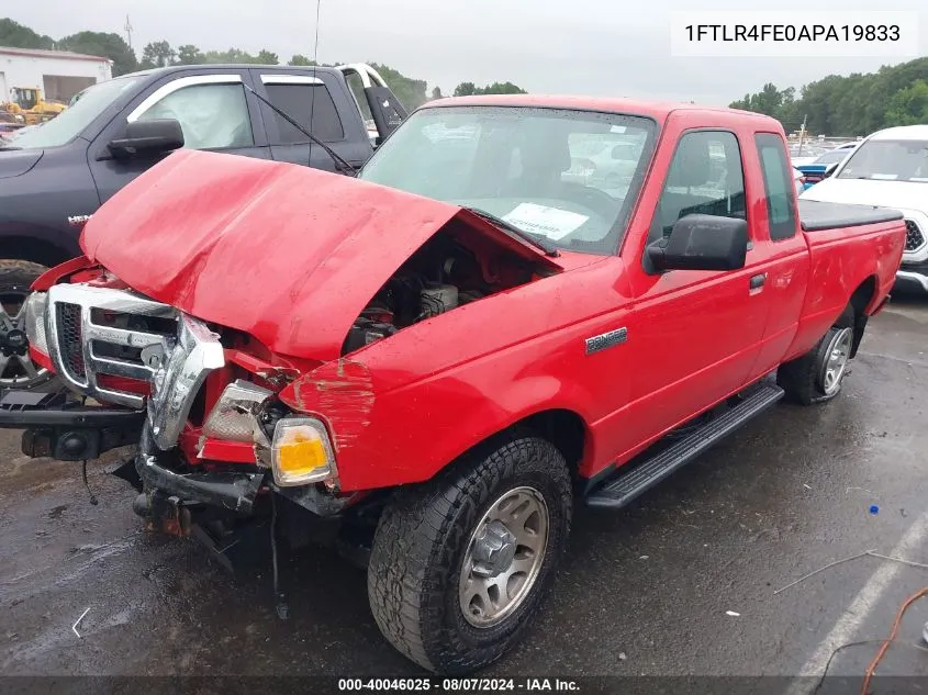 2010 Ford Ranger Sport/Xlt VIN: 1FTLR4FE0APA19833 Lot: 40046025