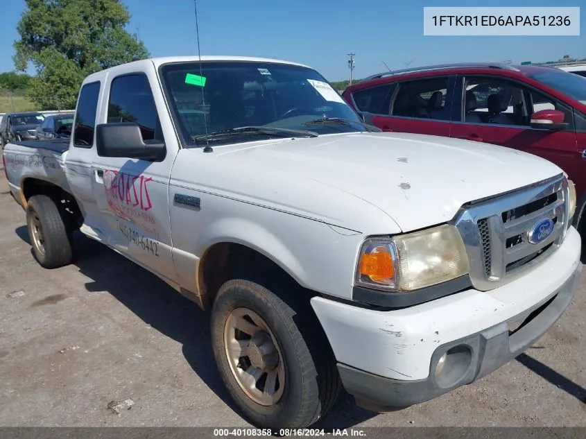 2010 Ford Ranger Xl/Xlt VIN: 1FTKR1ED6APA51236 Lot: 40108358