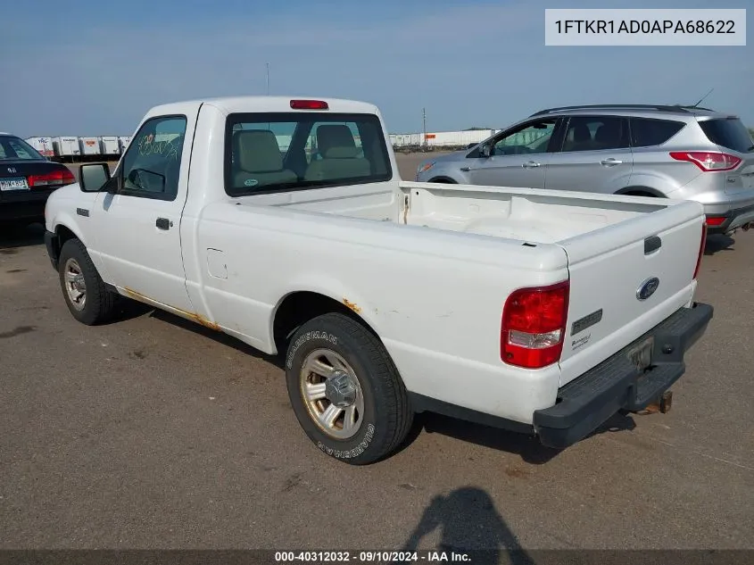 2010 Ford Ranger Xl/Xlt VIN: 1FTKR1AD0APA68622 Lot: 40312032