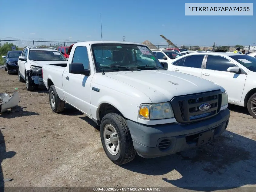 2010 Ford Ranger Xl VIN: 1FTKR1AD7APA74255 Lot: 40329026