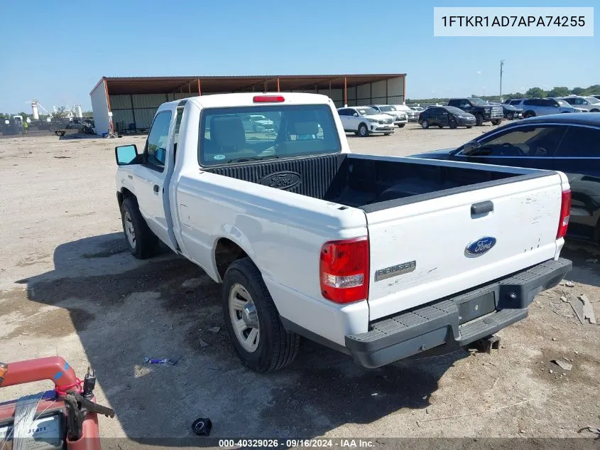 2010 Ford Ranger Xl VIN: 1FTKR1AD7APA74255 Lot: 40329026