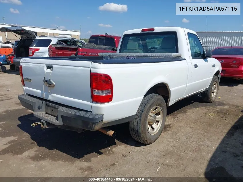 2010 Ford Ranger Xl/Xlt VIN: 1FTKR1AD5APA57115 Lot: 40384440