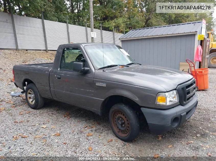 2010 Ford Ranger Xl/Xlt VIN: 1FTKR1AD1APA44278 Lot: 40438213