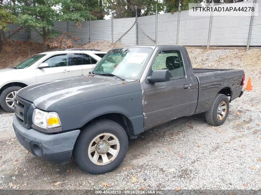 2010 Ford Ranger Xl/Xlt VIN: 1FTKR1AD1APA44278 Lot: 40438213