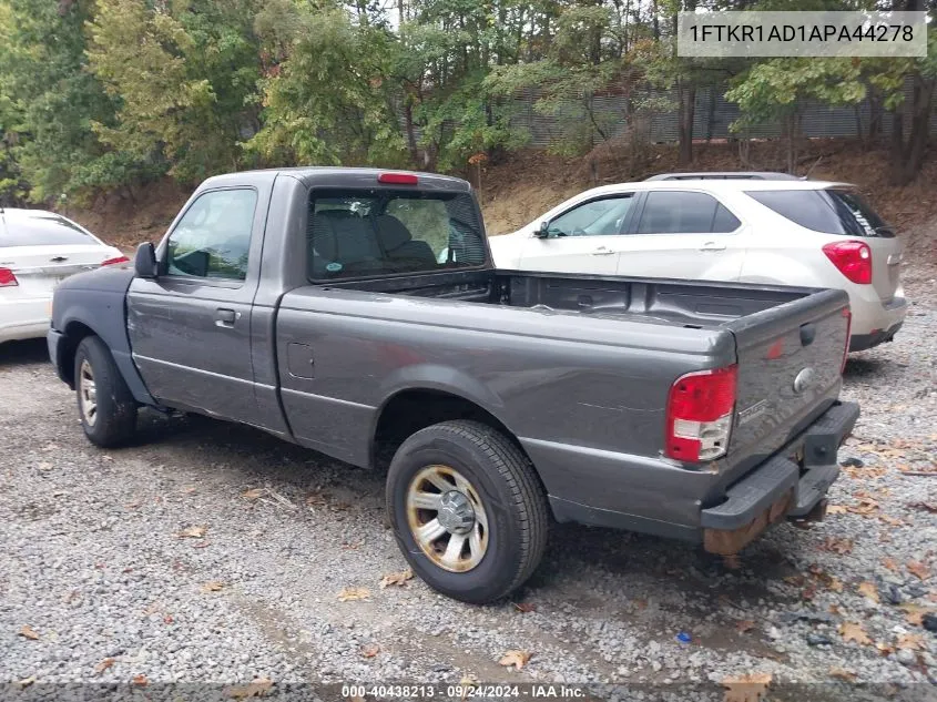 2010 Ford Ranger Xl/Xlt VIN: 1FTKR1AD1APA44278 Lot: 40438213