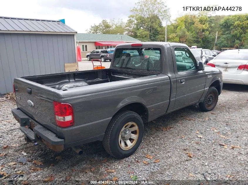 2010 Ford Ranger Xl/Xlt VIN: 1FTKR1AD1APA44278 Lot: 40438213