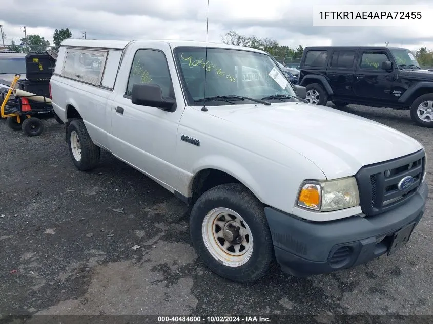 2010 Ford Ranger Xl VIN: 1FTKR1AE4APA72455 Lot: 40484600