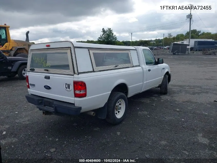 2010 Ford Ranger Xl VIN: 1FTKR1AE4APA72455 Lot: 40484600