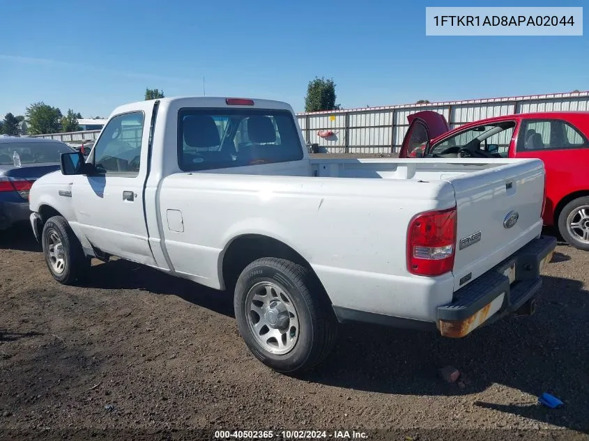 2010 Ford Ranger Xlt VIN: 1FTKR1AD8APA02044 Lot: 40502365