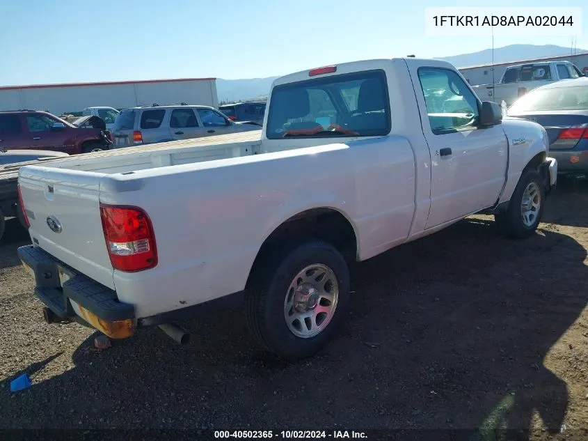 2010 Ford Ranger Xlt VIN: 1FTKR1AD8APA02044 Lot: 40502365