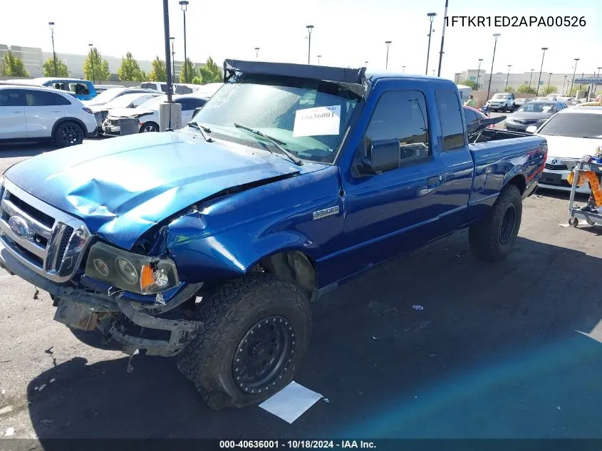 2010 Ford Ranger Super Cab VIN: 1FTKR1ED2APA00526 Lot: 40636001