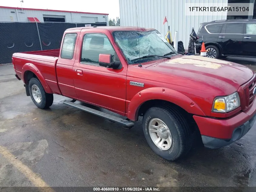 2010 Ford Ranger Sport/Xl/Xlt VIN: 1FTKR1EE6APA15104 Lot: 40680910