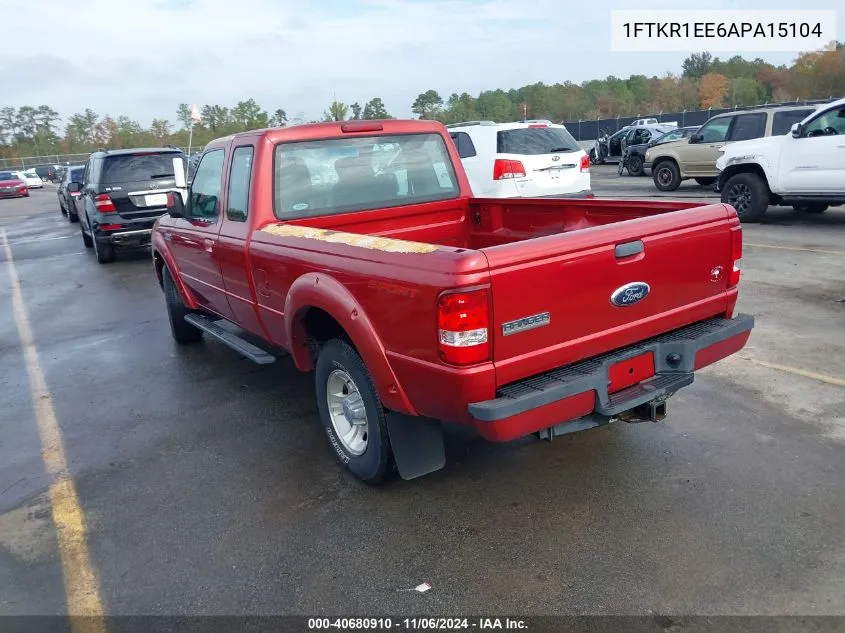 2010 Ford Ranger Sport/Xl/Xlt VIN: 1FTKR1EE6APA15104 Lot: 40680910