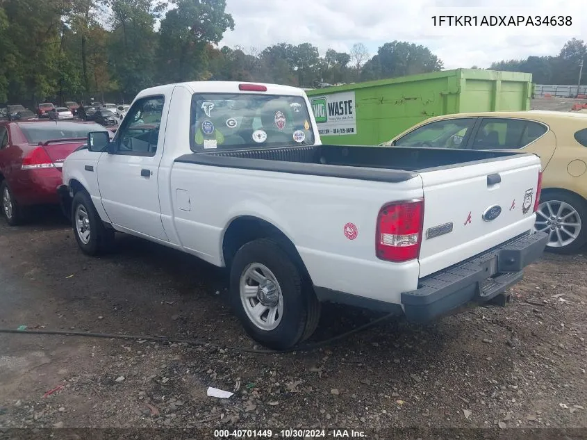 2010 Ford Ranger Xl/Xlt VIN: 1FTKR1ADXAPA34638 Lot: 40701449