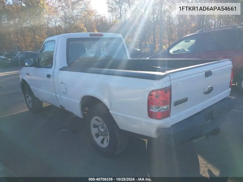 2010 Ford Ranger Xl/Xlt VIN: 1FTKR1AD6APA54661 Lot: 40706339