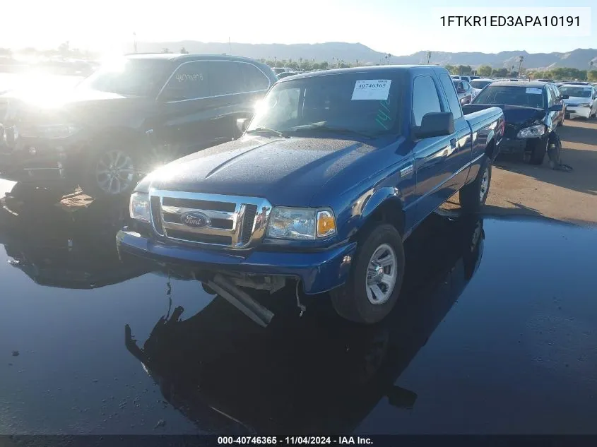 2010 Ford Ranger Xl/Xlt VIN: 1FTKR1ED3APA10191 Lot: 40746365