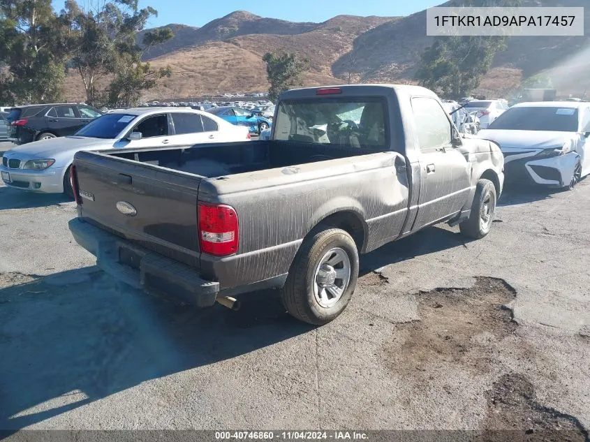 2010 Ford Ranger Xl/Xlt VIN: 1FTKR1AD9APA17457 Lot: 40746860