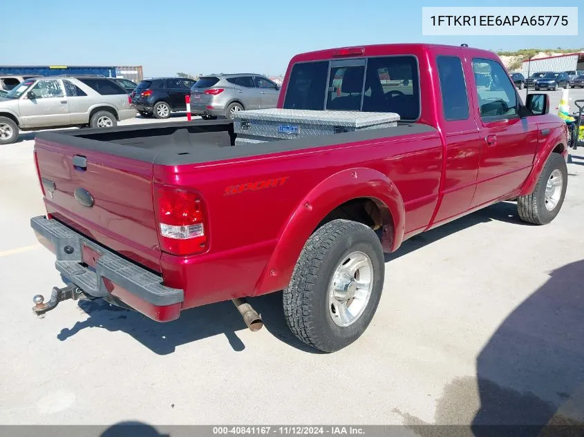 2010 Ford Ranger Sport/Xl/Xlt VIN: 1FTKR1EE6APA65775 Lot: 40841167