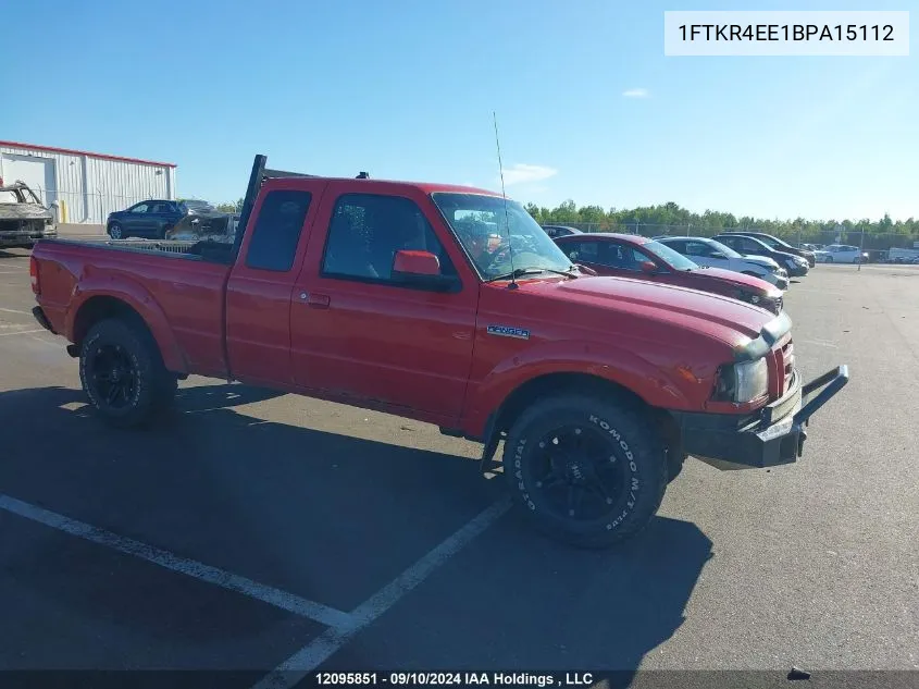 2011 Ford Ranger Super Cab VIN: 1FTKR4EE1BPA15112 Lot: 12095851