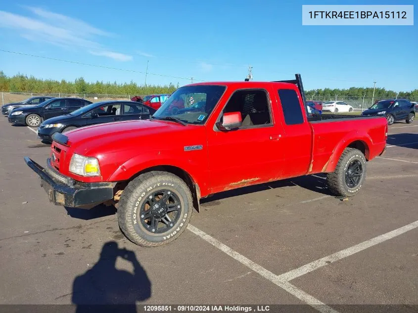 2011 Ford Ranger Super Cab VIN: 1FTKR4EE1BPA15112 Lot: 12095851