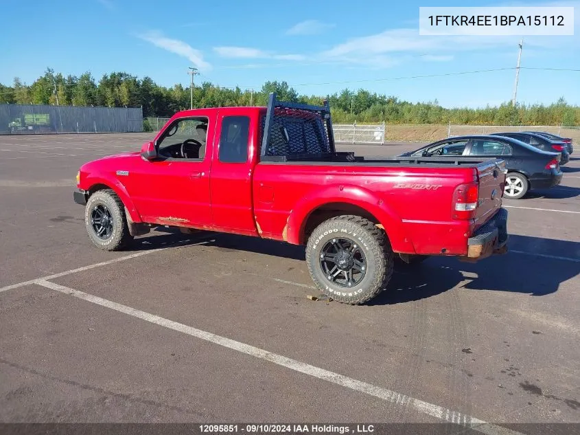 2011 Ford Ranger Super Cab VIN: 1FTKR4EE1BPA15112 Lot: 12095851