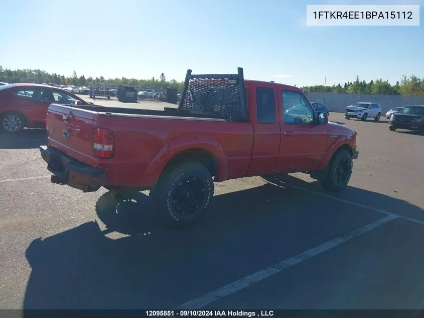 2011 Ford Ranger Super Cab VIN: 1FTKR4EE1BPA15112 Lot: 12095851