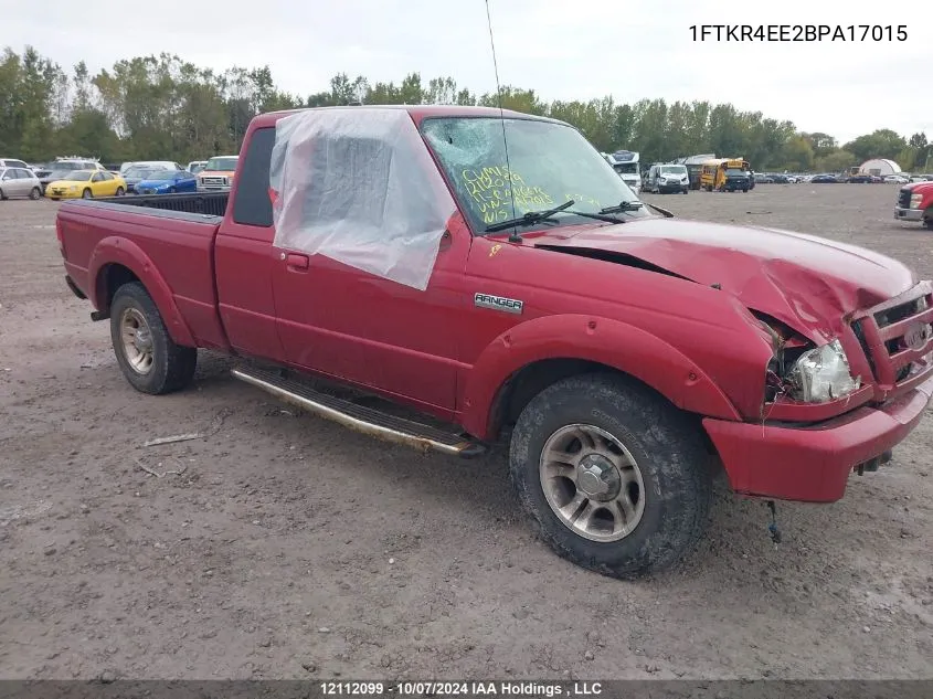 2011 Ford Ranger Super Cab VIN: 1FTKR4EE2BPA17015 Lot: 12112099